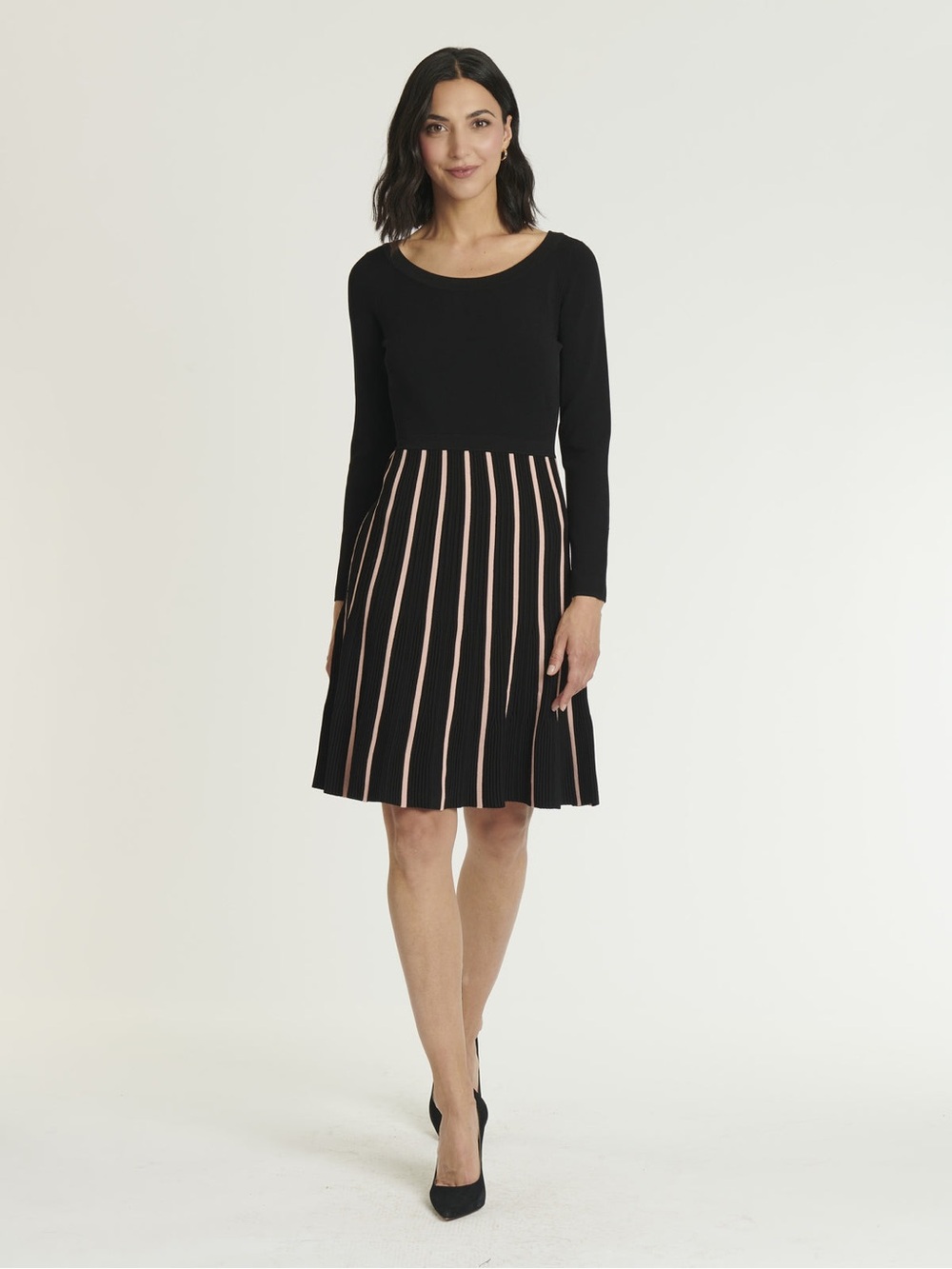 Paule Ka long-sleeve knit dress featuring a classic color-blocked design size XL